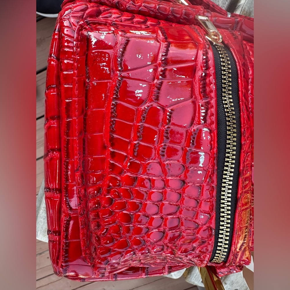 Red Croc-Embossed Mini Backpack - Picture 5 of 8